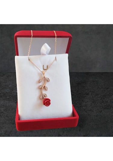 Modahilye 925 Ayar Gümüş Gül Tasarım Rozegold Renk Kolye Rose Gold