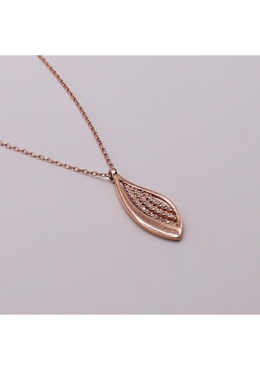 Agakulche Gümüş Çok Taşlı Yaprak Gümüş Hayalet Kolye Rose