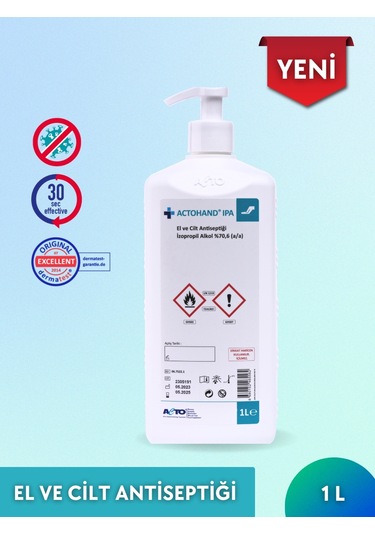 Acto Actohand Ipa El Ve Cilt Antiseptiği İzopropil Alkol %70.6 1 L