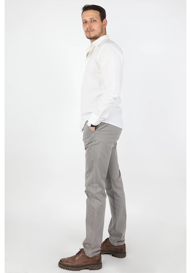 Erkek Fleto Cep Gabardin Pantolon Gri