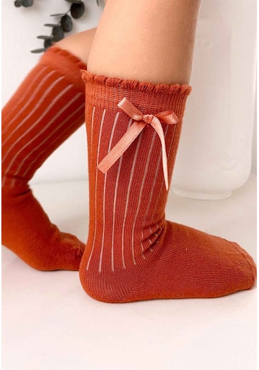 Cigit Çocuk Diz Altı Kız Çorap 2-9 Yaş Kremit Kiremit