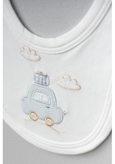 Bebitof %100 Pamuk Bulutlu Araba Desenli 5 Parça Yenidoğan Hastane Çıkışı Zıbın Seti Bbtf.mv.20109 Mavi