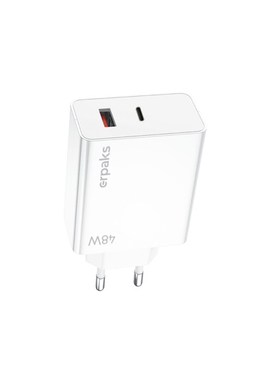 Erpaks Erd 48w Usb-a/type-c Hizli Sarj Adaptoru Beyaz