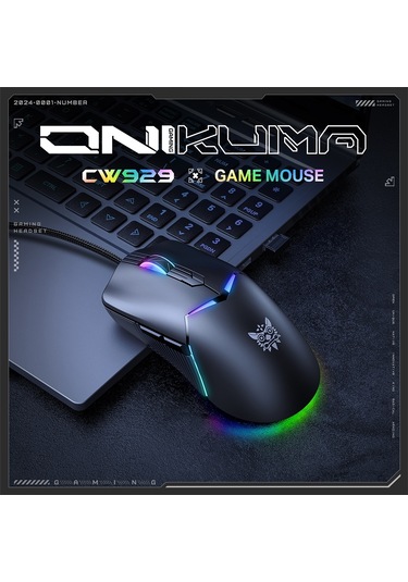 Onıkuma Cw929 Rgb 6400dpı Kablolu Fare Siyah Diğer