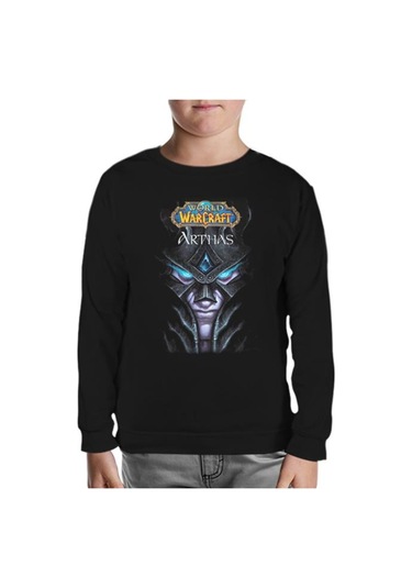 World Warcraft - Arthas Siyah Çocuk Sweatshirt Siyah
