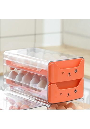 Pazly Çift Katmanlı Şeffaf Yumurta Çekmecesi Uzatma Bağımsız Yuva Turuncu Turuncu