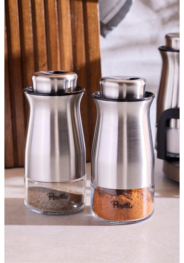 Inox 6'lı Dönerli Baharatlık Takımı Seffaf ŞEffaf