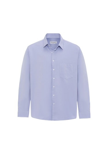 SÜVARİ Buz Mavi Regular Armürlü Klasik Yaka Gömlek Buz Mavi