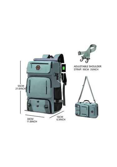 Pazly 50 Litre Siyah Unisex Seyahat Kamp Sirta Cantasi Ayakkabı, Usb Şarj, Ayarlanabilir Omuz Askısı, Genis Kapasiteli, Bolmeli, Polyester Siyah