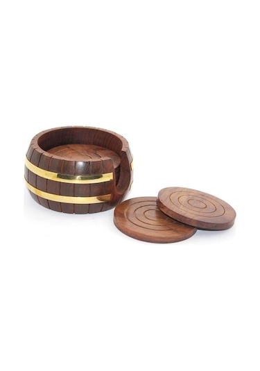 Pirinç Yuvarlak Ahşap Bardak Altı W431 01