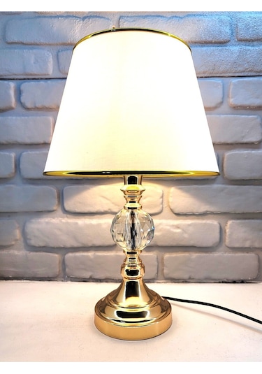 Gold Kaplama Büyük Kristal Taşlı Metal Ayak Beyaz Gold Şeritli Ku Gold