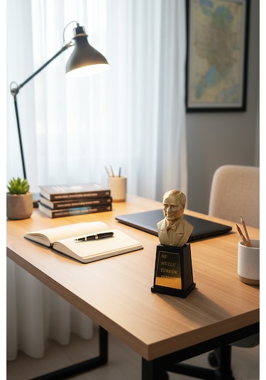 Atatürk Büstü Mini 13cm Polyester Hediye Dekoratif Büst Heykel 001