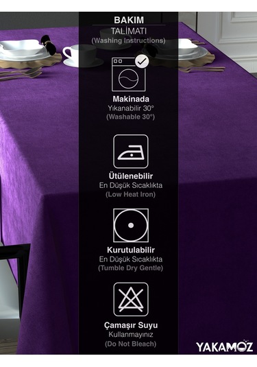 Tatlı Mor Kadife Dokulu Masa Örtüsü Dertsiz Velvet Touch Serisi Tatlı Mor