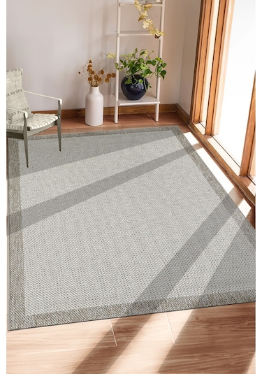 Sisal Bordürlü Jut Hasır Kaymaz Taban 1504 Krem