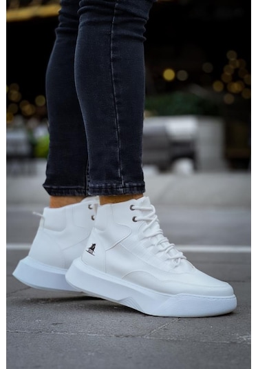 Ba0318 Bağcıklı Erkek Yüksek Taban Beyaz Spor Bot Renklı