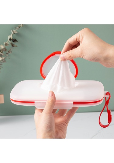 Moveevo Baby-friendly Kalp Desenli Taşınabilir Islak Mendil Kutusu - Seyahat Ve Ev Kullanıma Uygun, Sağlıklı Saklama Beyaz + Pembe