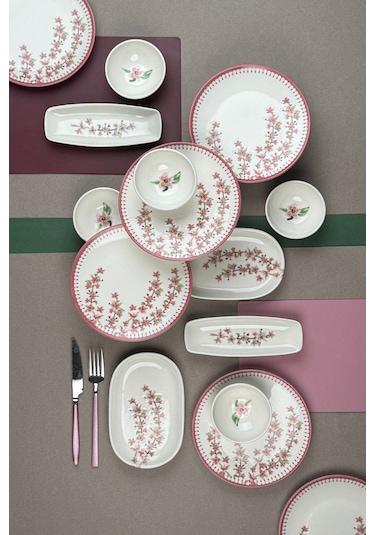 Tabak Evi Bahar Dalı Tuval Kahvaltı Takımı 6 Kişilik 14 Parça Tvl14kahprs1155 Çok Renkli