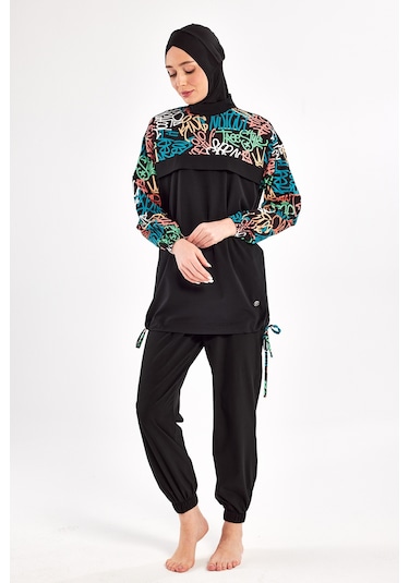 Spor Likra Tam Kapalı Tesettür Mayo 1207 Siyah08 Siyah08