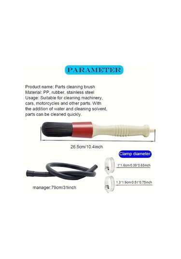 Fochsia 8pcs Parça Temizleme Fırçası 78 74 Cm Hortumlu 2 Paslanmaz Kelepçeli Oto Parça Detay Temizleme Fırçası
