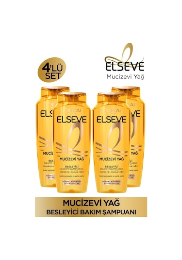 L'oréal Paris Elseve Mucizevi Yağ Besleyici Bakım Şampuanı 400 Ml 4'lü Set