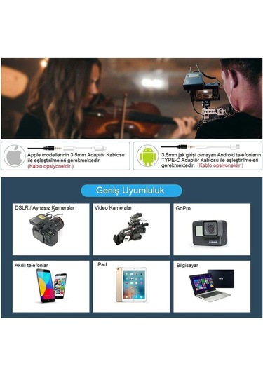 Lensgo Lwm 328C Kablosuz İkili Yaka Mikrofonu Seti