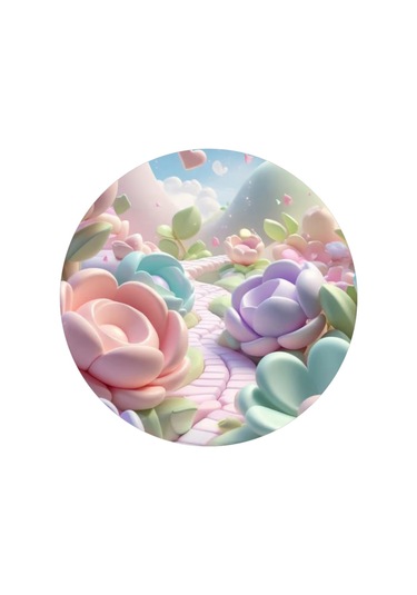 Yenilebilir Yuvarlak Pasta Resim Baskısı 20 Cm Şekerli Kağıt Çiçek Temalı 123