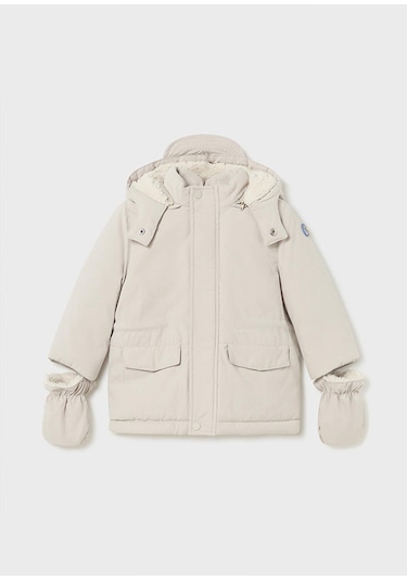 Mayoral Kışlık Erkek Bebek Parka Mont Eldivenli - Krem Krem