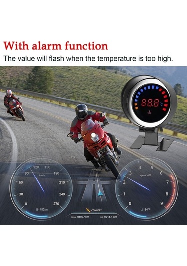 Pazly 52mm Araç Su Sıc. Göstergesi - Led Ekranlı, 0-120 C, Alarm Fonksiyonlu