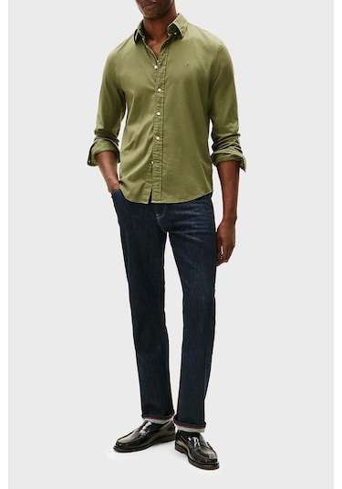 Tommy Hilfiger Erkek Gömlek Mw0mw40469 Plı Yeşil Yeşil