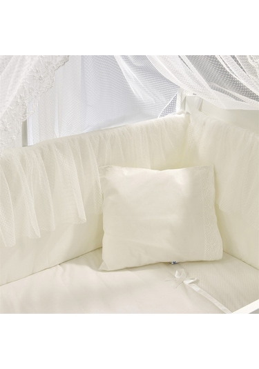 Meltem Kids Mia Anne Yanı Ahşap Sallanır Beşik 60 x 120 CM (Beyaz - Ekru) Beyaz