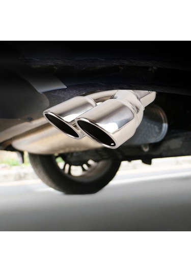 Evrensel Araba Şekillendirme Paslanmaz Çelik Düz Egzoz Kuyruk Susturucu Ucu Borusu, İç Çap: 7.2cm Gümüş