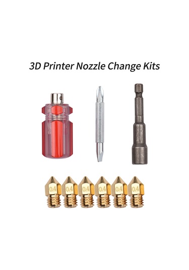 Xiyyadms Creality 3d Yazıcı Bakım Seti: 6 Adet Bakır Mk8 Nozzle + 3'ü 1 Arada Tornavida 2 Uçlu Kolu