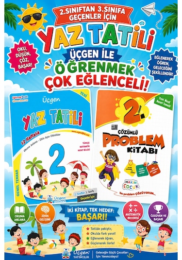 Üçgen 2.sınıftan 3.sınıflara Geçenler İçin Yaz Tatil Seti Tatil+problem Kitabı