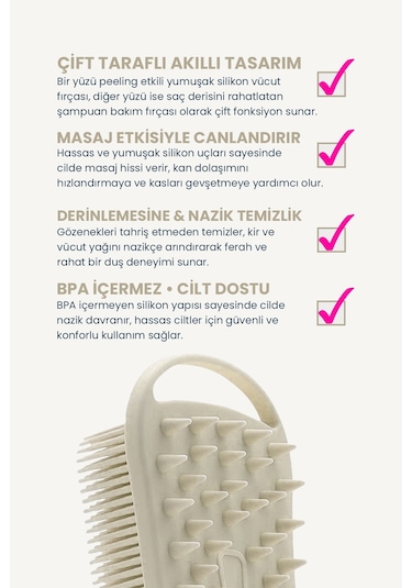 Pop Beauty Çift Taraflı Silikon Vücut Ve Saç Bakım Fırçası