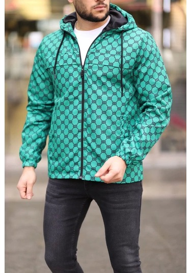 Unisex Kapüşonlu İçi Astarlı Yağmurluk - Zümrüt Zümrüt