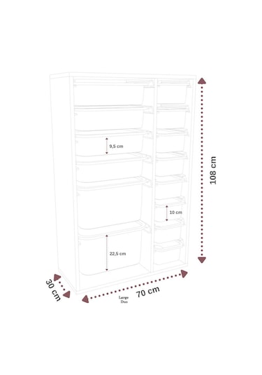 %100 Mdf - Large Duo 14 Sepetli Oyuncak Dolabı Beyaz