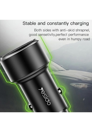 Sones Yesido Y43 Çift Usb Bağlantı Noktalı Araç Hızlı Şarj Cihazı Çakmak 36w Araç Şarj Cihazı