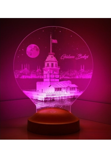 Kız Kulesi Tasarımlı İsimli İstanbul Doğum Günü Hatırası Led Lamba