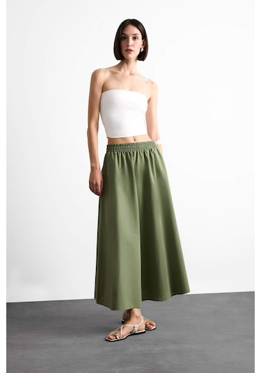 Defacto Esnek Belli Cepli Maxi Etek F7897ax25smkh258 Haki