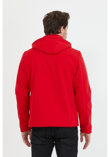 Mero Life Içi Kürklü Kapüşonlu Su Ve Rüzgar Geçirmez Softshell Erkek Mont Kırmızı