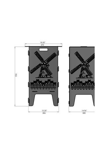 Yel Değirmeni Desenli Ateş Çukuru Ve Portatif Mangal