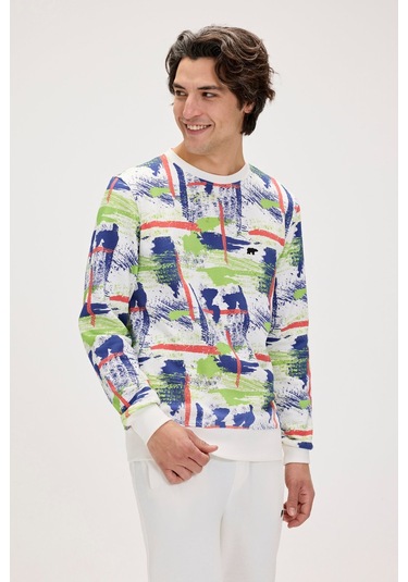 Bad Bear Flame Beyaz Erkek Baskılı Sweatshirt-beyaz Beyaz