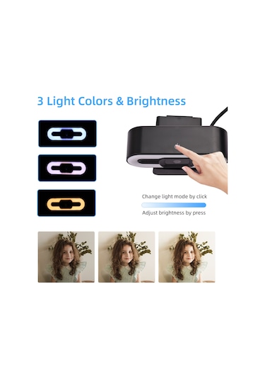 Fosenze Full Hd 1080p Web Kamera - 500w Pixel, 3 Renkli Led Aydınlatma, Otomatik Odaklama, Pc/mac Uyumlu