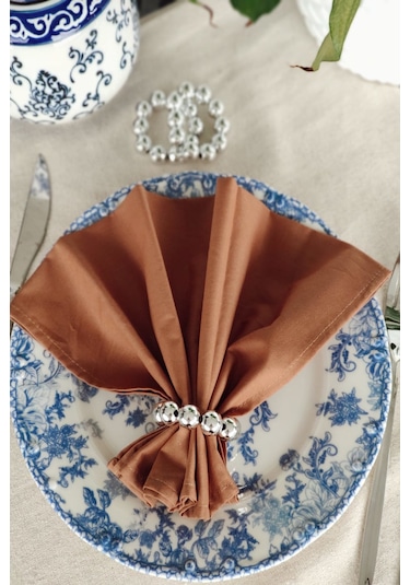 6'lı Gümüş Parlak Boncuklu Peçete Yüzüğü