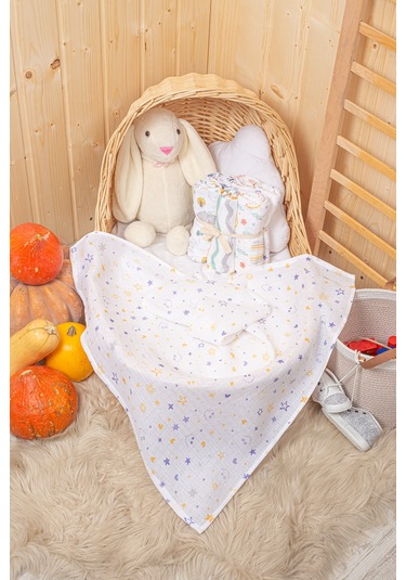 Dijital Baskılı 6lı Çok Amaçlı Müslin Örtü Seti - 75 x 75 Çok Renkli