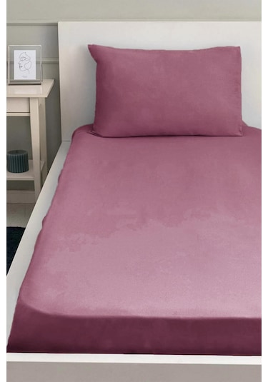 Lastiksiz Dokuma Düz Renk 160x240 Çarşaf Ve Yastık Kılıfı Gül Kurusu