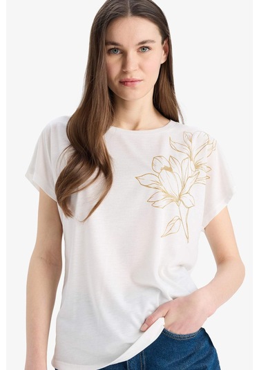 DeFacto Bisiklet Yaka Baskılı Kısa Kollu Tişört E9892AX25SMER105