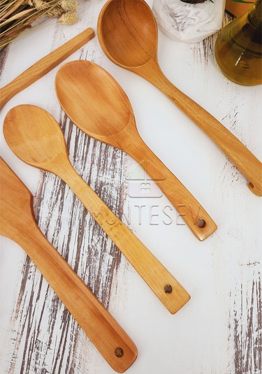 Ahşap Tahta Mutfak Kaşık Seti 5 Parça Kayın, Şimşir Ağacı 5-1