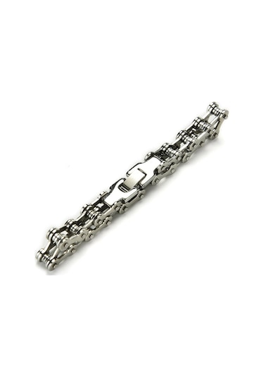 Punk Paslanmaz Çelik Bilezik Erkekler Biker Bisiklet Motosiklet Zincir Bilezikler 8.5 Gümüş