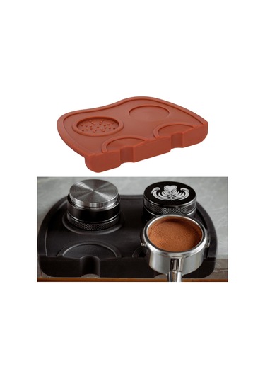 Suntek Espresso Mat Kahve Kurcalama Kaymaz Sıkıştırma Tutucu Ped Silikon Mat Kahverengi